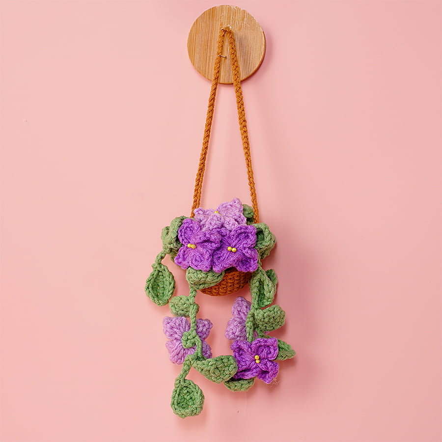 Crochet Lilac Basket Car Hanging Pattern