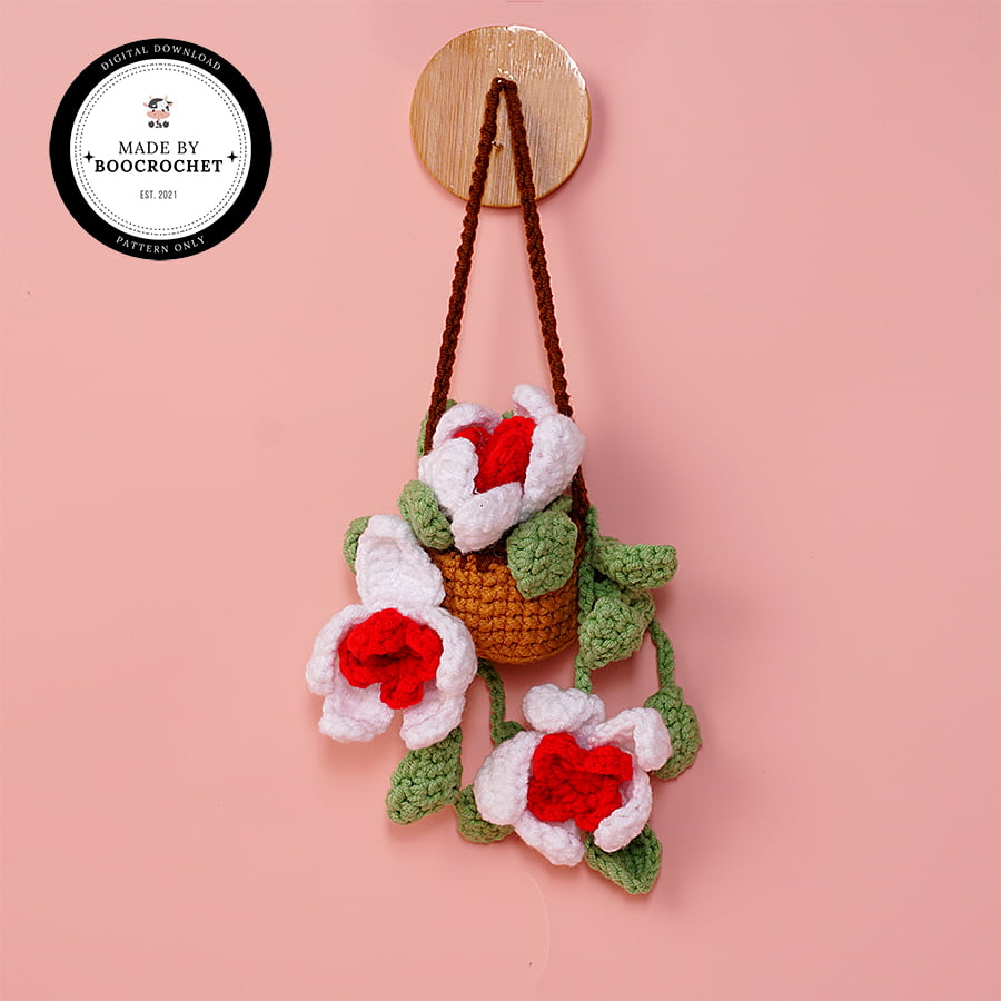 Crochet Orchid Basket Car Hanging Pattern