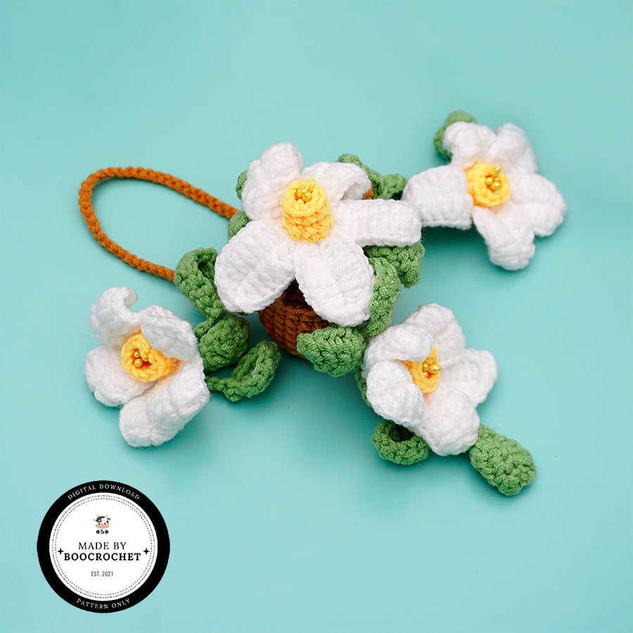 Crochet Daffodil Basket Car Hanging Pattern