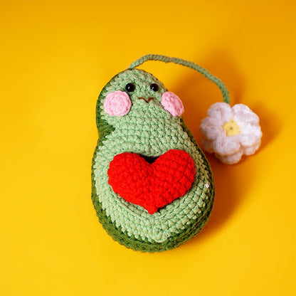 Avocado With Heart Shaped Beads Car Hanging Crochet Pattern