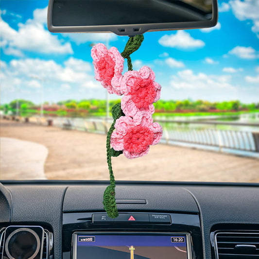 Cherry Blossom Flowers Car Hanging Crochet