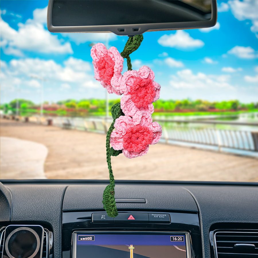 Cute Cherry Blossom Car Hanging Crochet Pattern