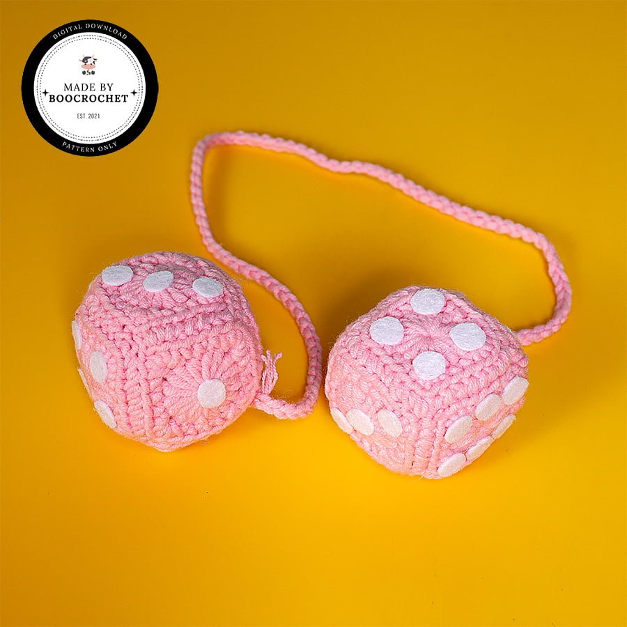 Pink Dice Car Hanging Crochet Pattern