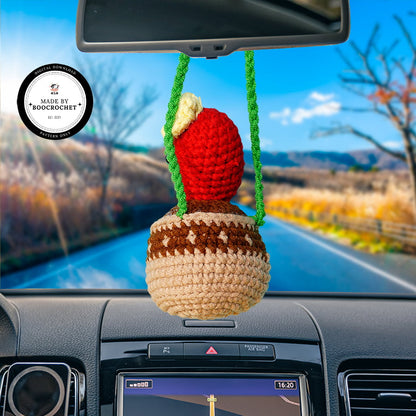 Heart Shaped Cactus Basket Car Hanging Crochet Pattern