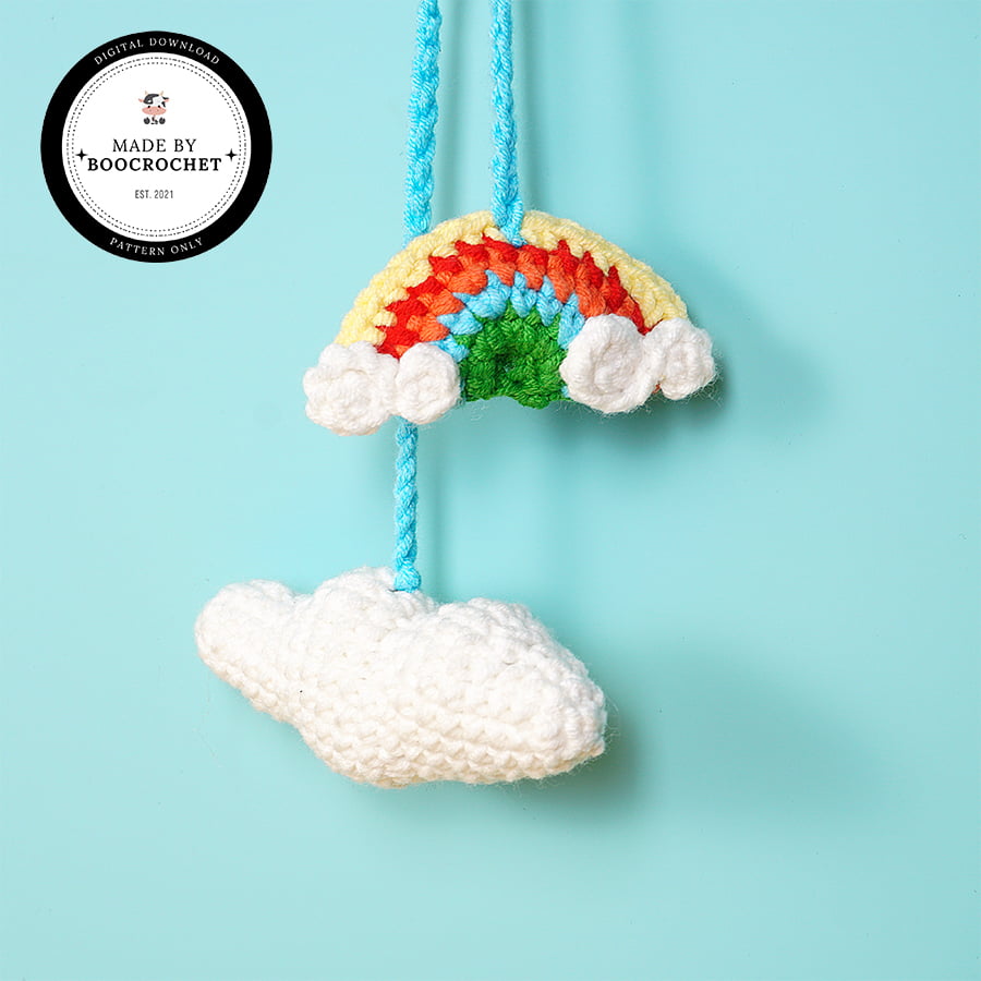 Cloud And Rainbow Shaped Car Hanging Crochet Pattern