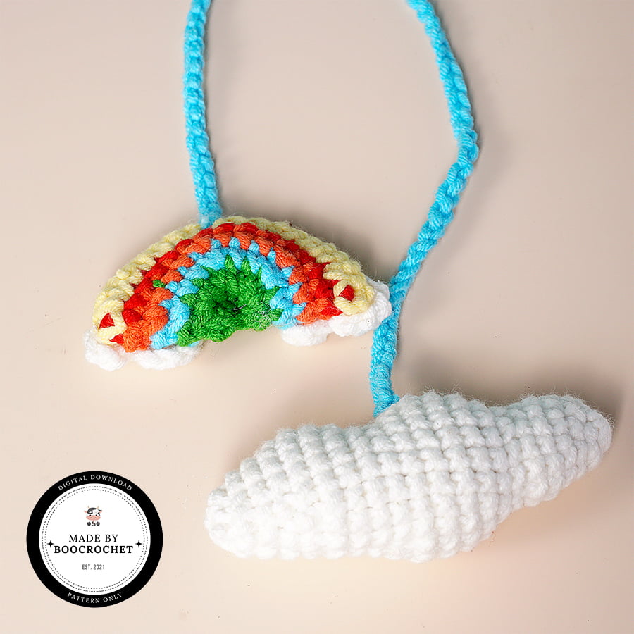 Cloud And Rainbow Shaped Car Hanging Crochet Pattern