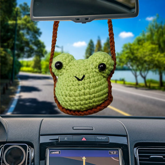 Swinging Green Frog Car Hanging Crochet