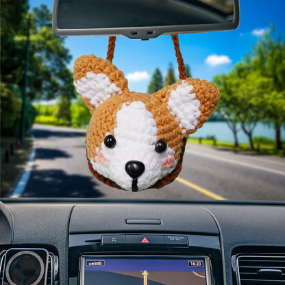 Corgi Dog's Head Car Hanging Crochet Pattern