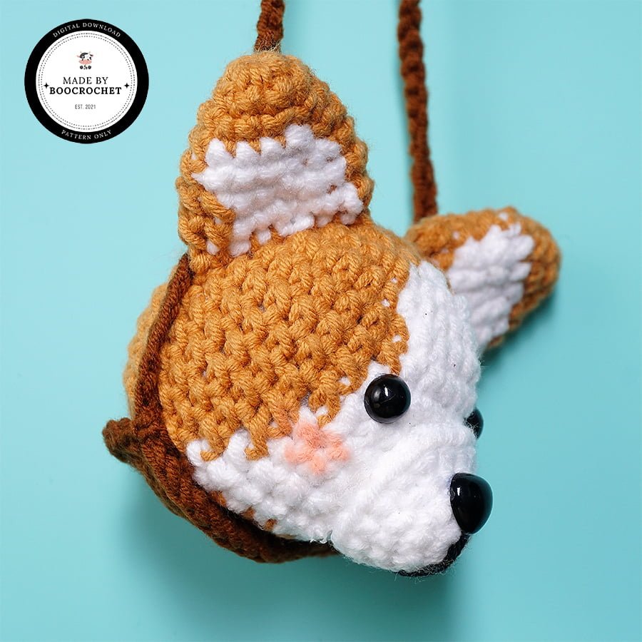 Corgi Dog's Head Car Hanging Crochet Pattern