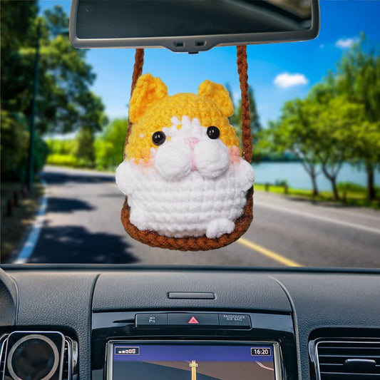 Swinging Golden Cat Car Hanging Crochet Pattern