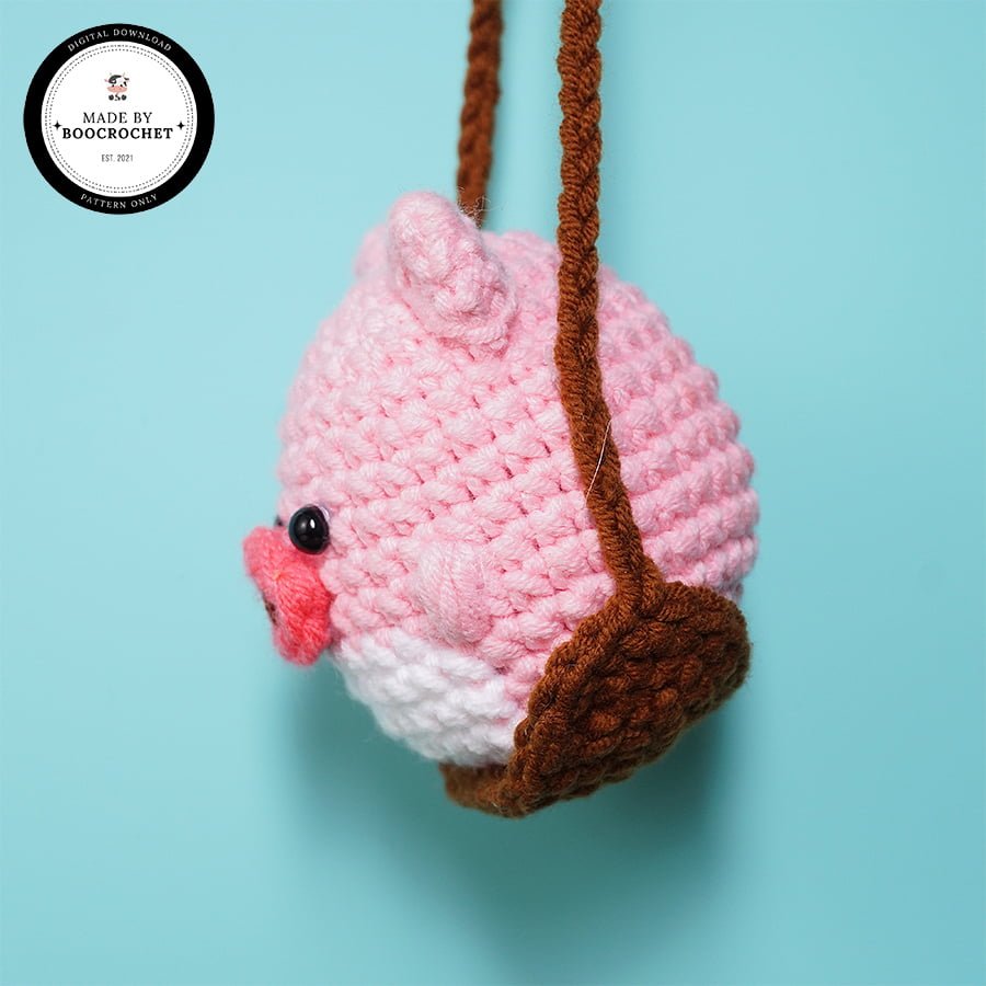 Swinging Pink Pig Car Hanging Crochet Pattern