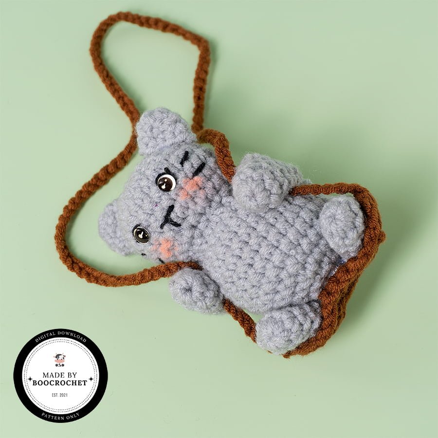 Swinging Gray Cat Car Hanging Crochet Pattern