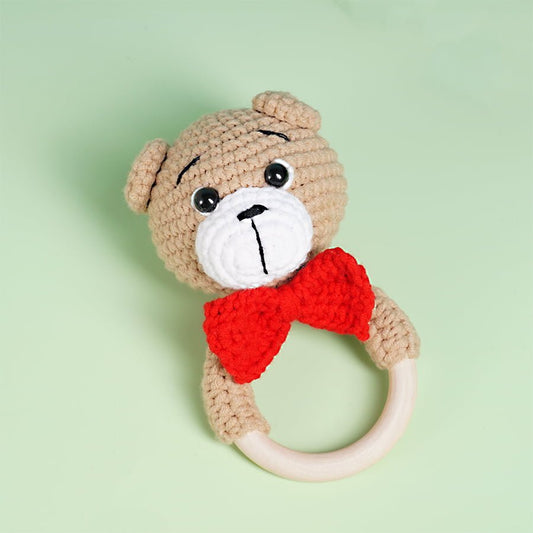 Bear With Red Bow Rattles Crochet