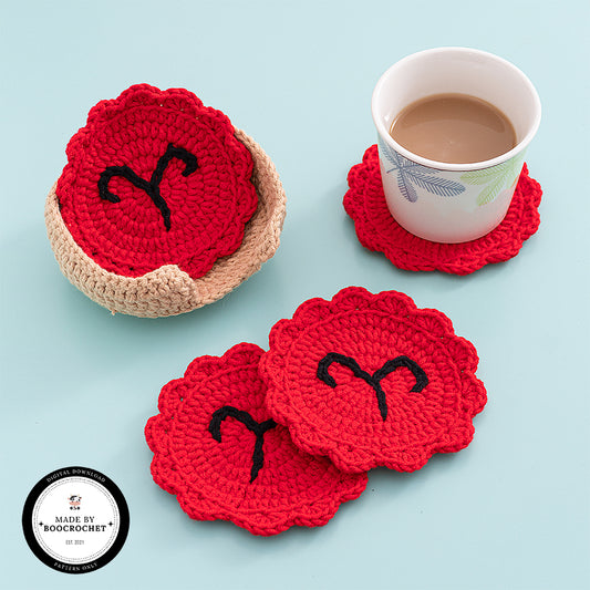 Aries Zodiac Coasters Set Crochet Pattern