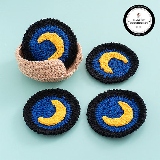Waning Moon Astrology Coasters Set Crochet Pattern