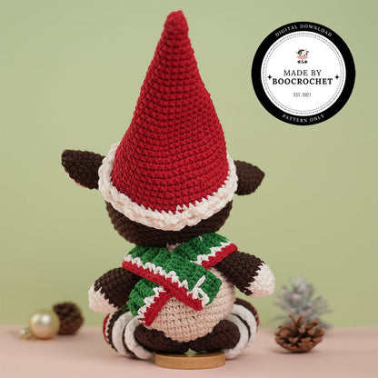Green Nose Teddy Bear In Christmas Hat Crochet Pattern