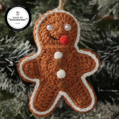 Pearl Eyes Gingerbread Man For Christmas Tree Crochet Pattern