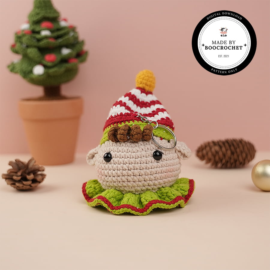 Gnome In Red Stripped Hat Ornaments Crochet Pattern