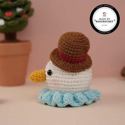 Snowman In Brown Hat Ornaments Crochet Pattern