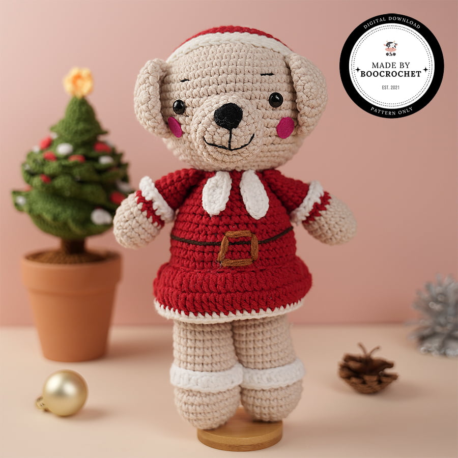 Patterns Teddy Bear Wearing Noel Dress Crochet