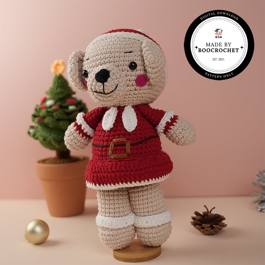 Patterns Teddy Bear Wearing Noel Dress Crochet