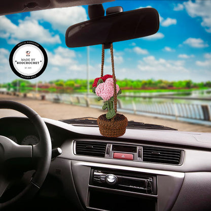 Two-Colored Rose Crochet Car Hanging Pattern