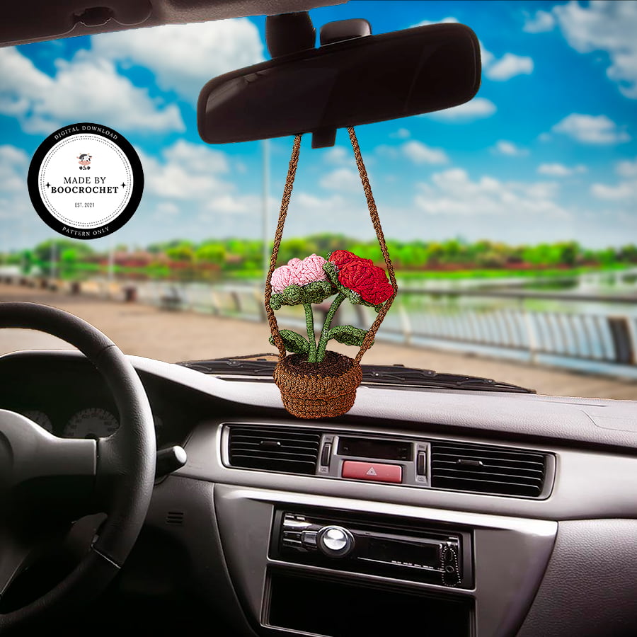 Two-Colored Rose Crochet Car Hanging Pattern