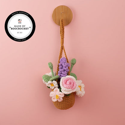 Colorful Flower Basket Car Hanging Crochet Pattern