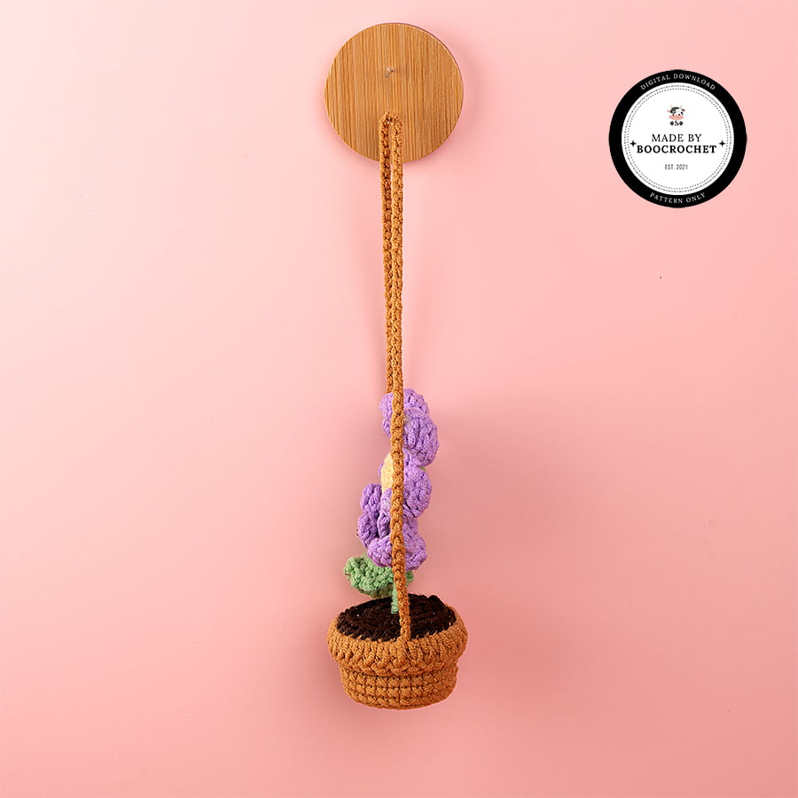 Purple Chrysanthemum Basket Car Hanging Crochet Pattern