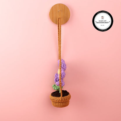 Purple Chrysanthemum Basket Car Hanging Crochet Pattern