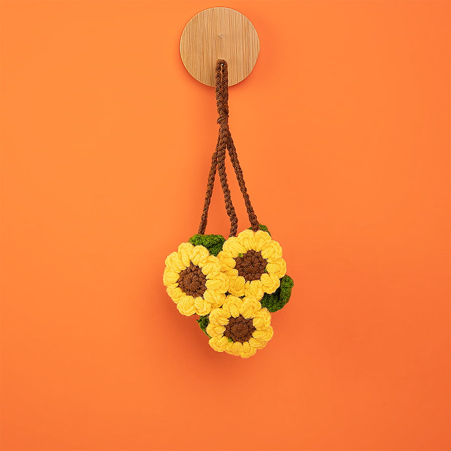 Daisy Yellow Basket Car Hanging Crochet