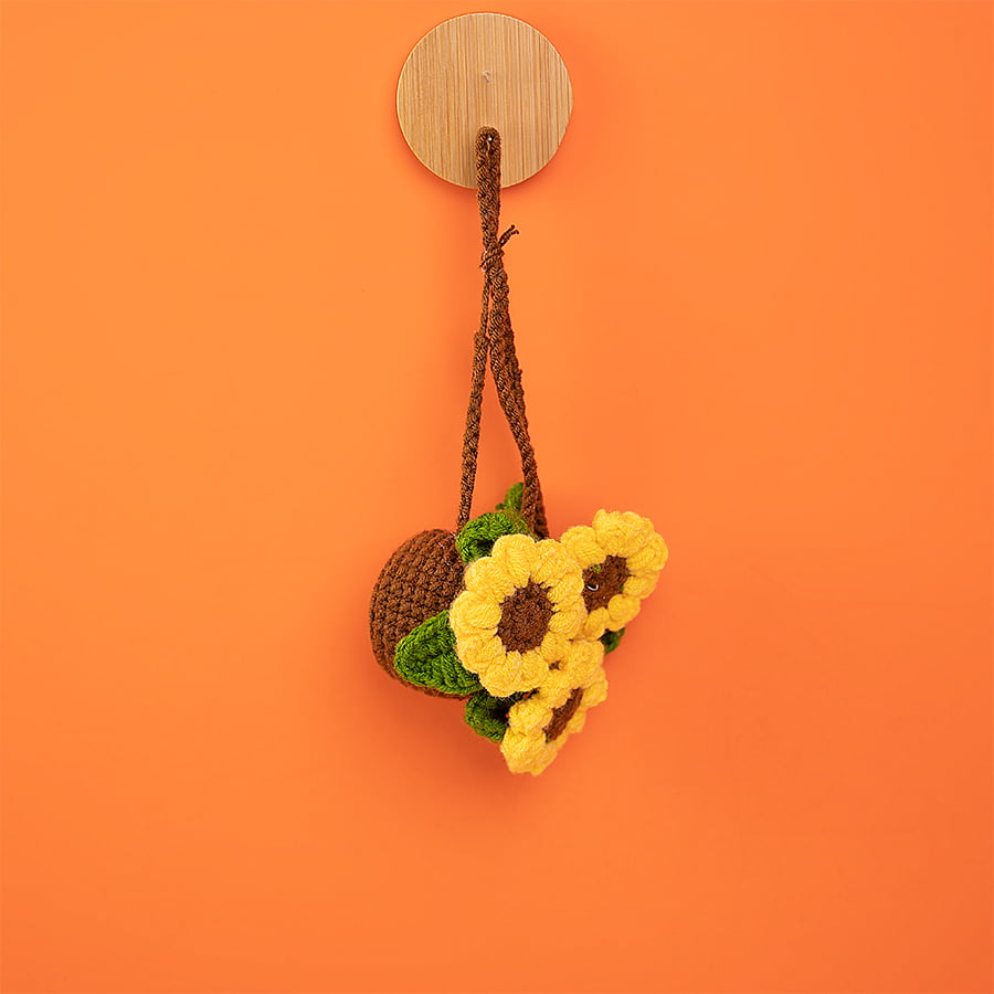 Daisy Yellow Basket Car Hanging Crochet