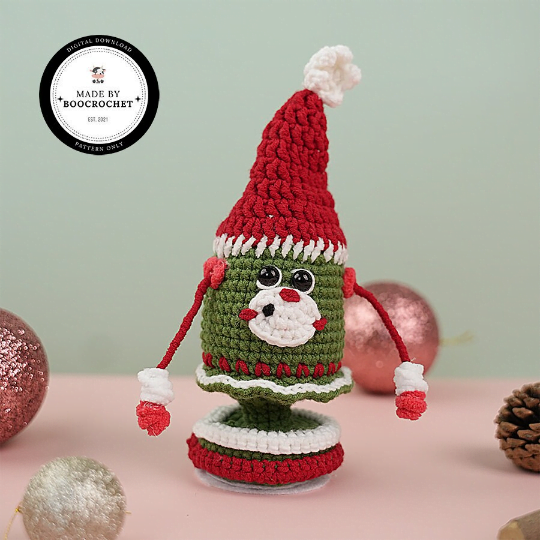 Crochet Christmas Tree In Santa Clause Hat Pattern