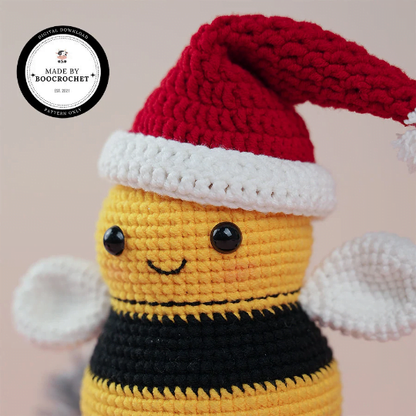Crochet Pattern Bee In Christmas Hat