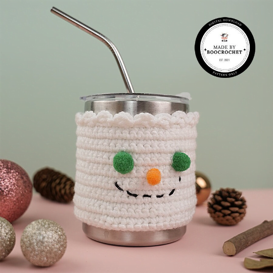 White Snowman Cup Crochet Pattern